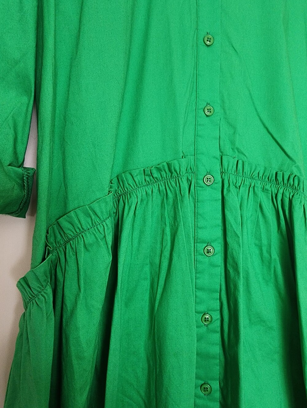 Taylor Tillman Cammie Ruffle Shirt Dress Garden Green Cotton Size XS NEW - Picture 5 of 9